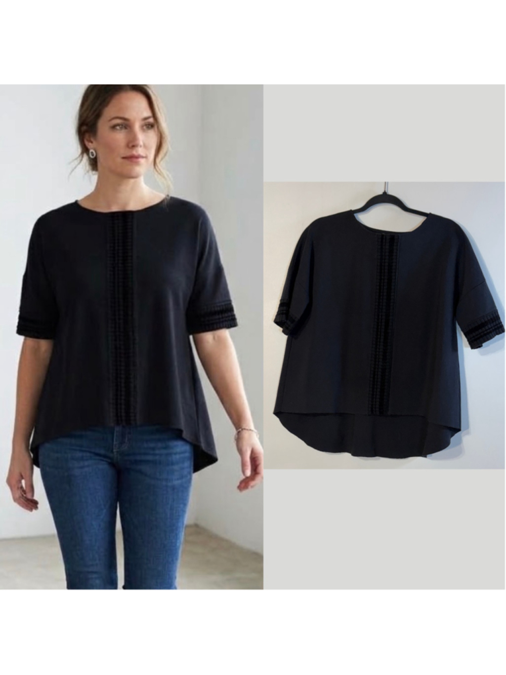 She’s So Black Short Sleeve High-Low Top Women’s IT 48 / US Large Wool Boxy